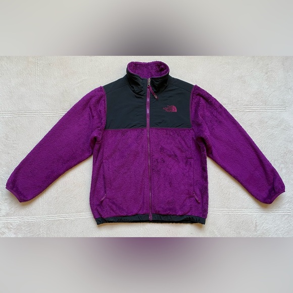 The NORTH FACE Girls' Osito Fleece Jacket, Purple & Black, Zipper Pockets, GUC - Picture 3 of 12